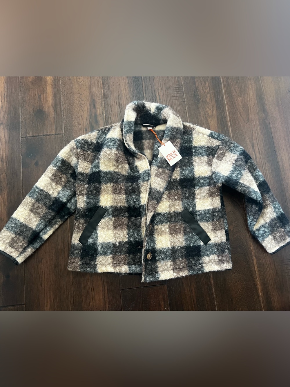 Knox Rose Black, Cream Plaid Bouclé Coatigan
